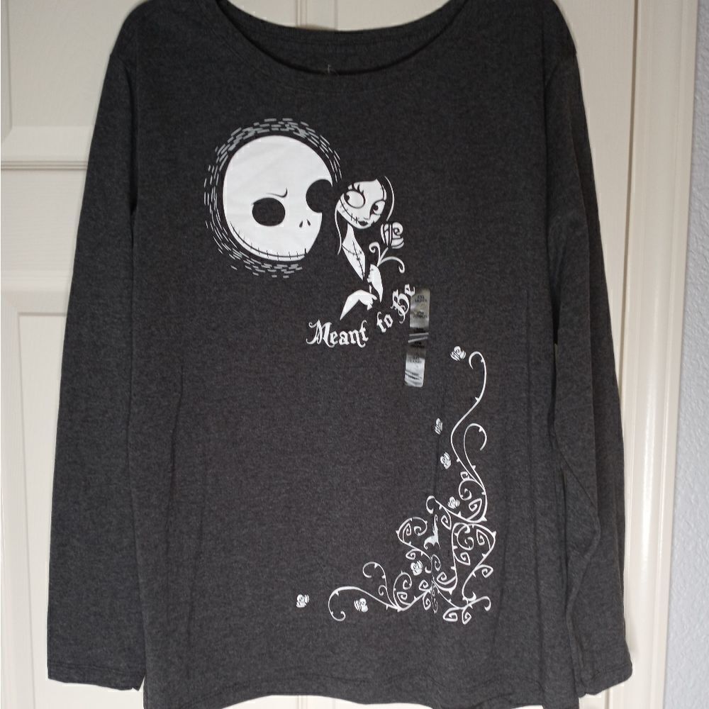 NWT Disney Store 2XL Nightmare Before Christmas Gray Women's Shirt